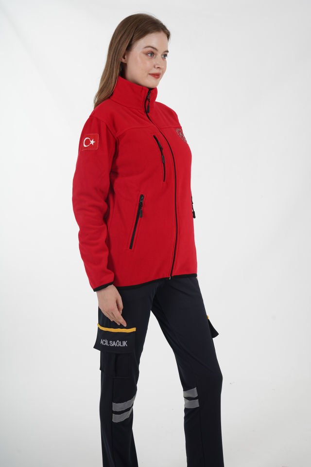 112 Acil Çağrı Merkezi Kırmızı Polar (Unisex)