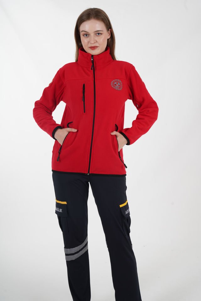 112 Acil Çağrı Merkezi Kırmızı Polar (Unisex)