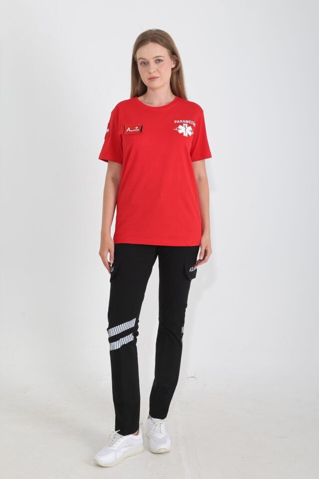 YENİ Paramedik Sıfır Yaka Comfort T-shirt (Unisex-Fileli)