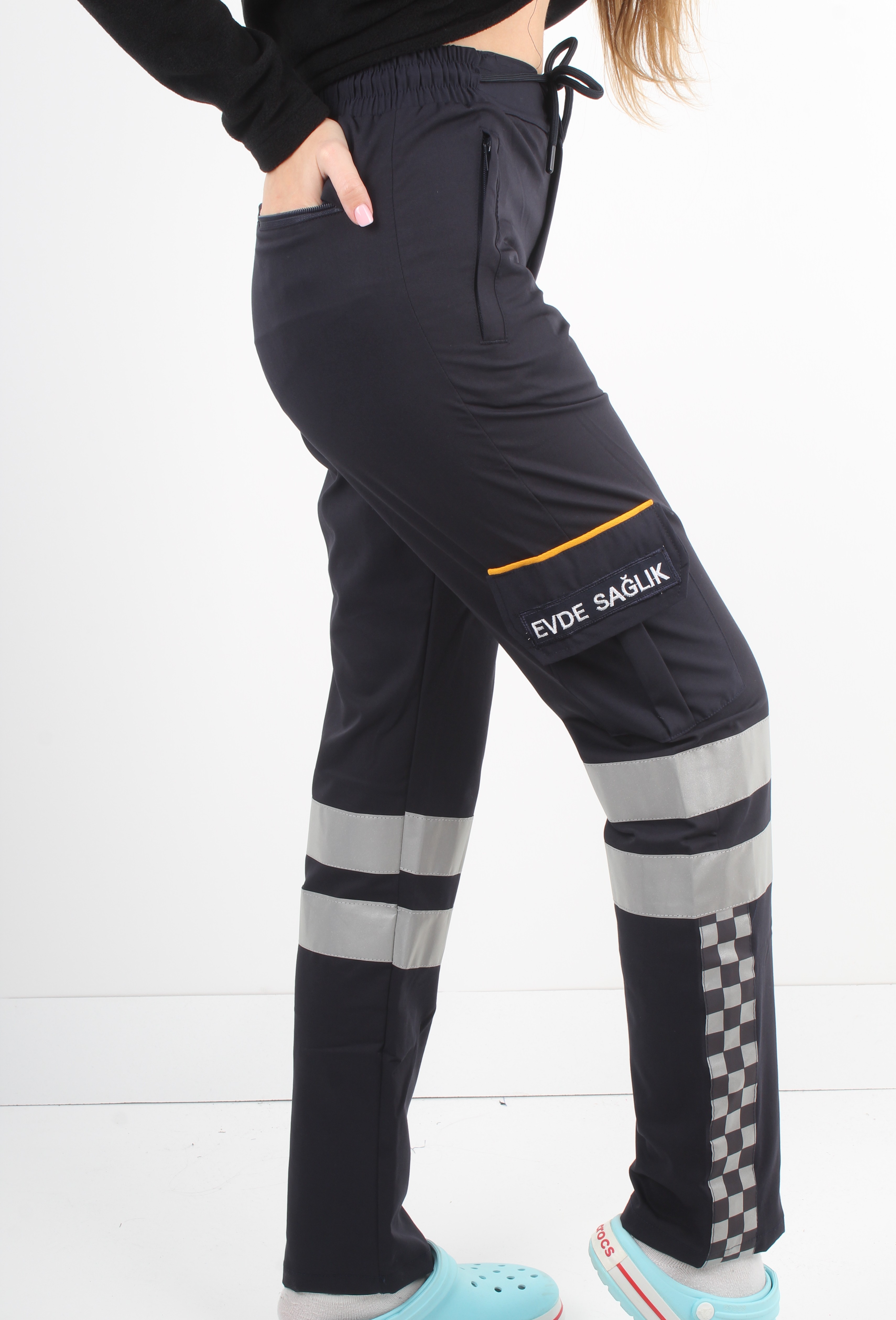 Evde Sağlık Lacivert Premium Likralı Pantolon (Unisex)