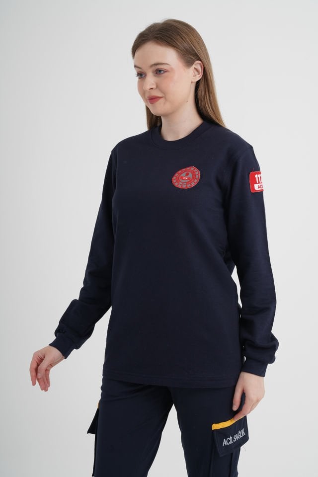 112 Acil Çağrı Merkezi Lacivert Sıfır Yaka Swit (Unisex)