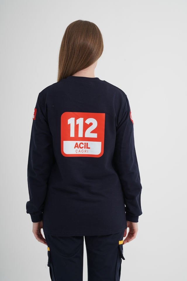 112 Acil Çağrı Merkezi Lacivert Sıfır Yaka Swit (Unisex)
