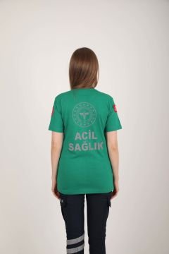 Yeni Acil Sağlık Açık Yeşil Sıfır Yaka Penye T-shirt (Unisex)