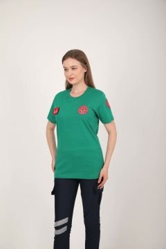 Yeni Acil Sağlık Açık Yeşil Sıfır Yaka Penye T-shirt (Unisex)
