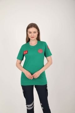 Yeni Acil Sağlık Açık Yeşil Sıfır Yaka Penye T-shirt (Unisex)