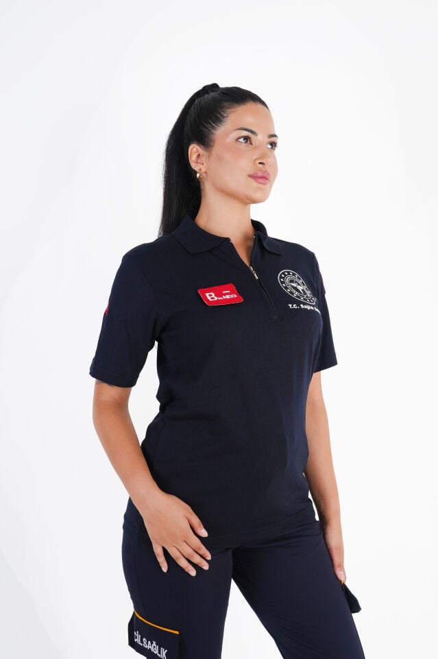 Sağlık Bakanlığı 112 Acil Lacivert Fermuarlı T-shirt (Unisex)