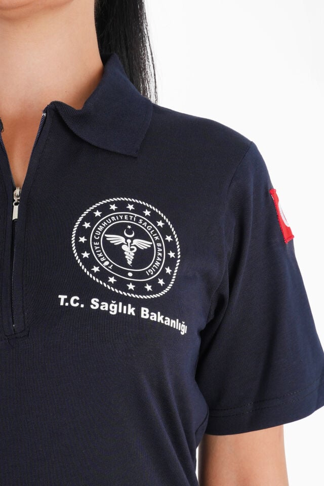 Sağlık Bakanlığı 112 Acil Lacivert Fermuarlı T-shirt (Unisex)