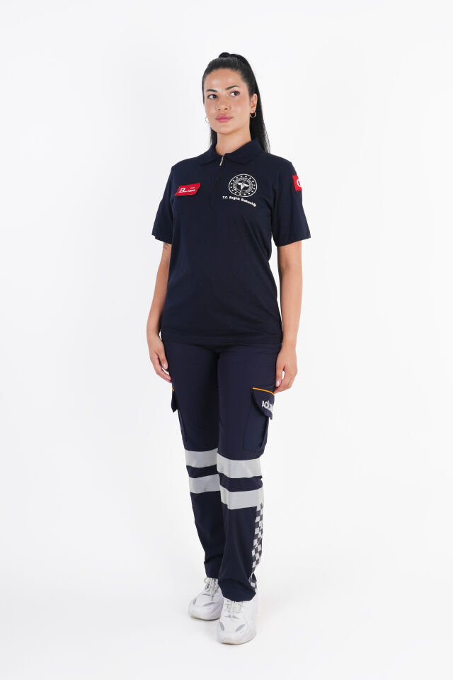 Sağlık Bakanlığı 112 Acil Lacivert Fermuarlı T-shirt (Unisex)