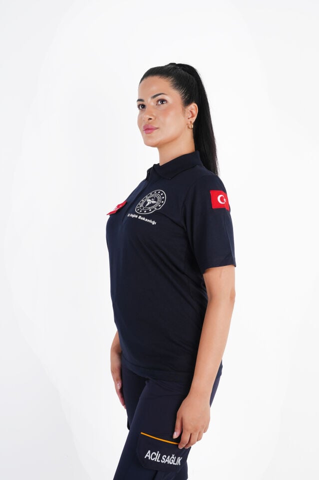 Sağlık Bakanlığı 112 Acil Lacivert Fermuarlı T-shirt (Unisex)