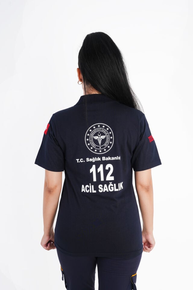 Sağlık Bakanlığı 112 Acil Lacivert Fermuarlı T-shirt (Unisex)