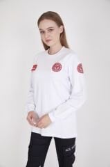 Yeni 112 Acil Sağlık Beyaz Sıfır Yaka Swit (Unisex-2 İplik)
