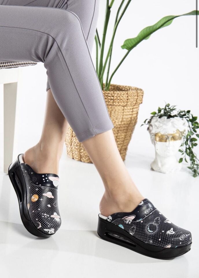 Siyah Uzay Desenli Airmax Ortopedik Terlik