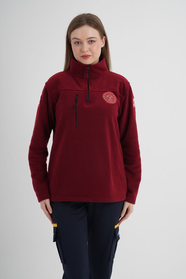 112 Acil Çağrı Merkezi Bordo Fermuarlı Swit (Unisex)
