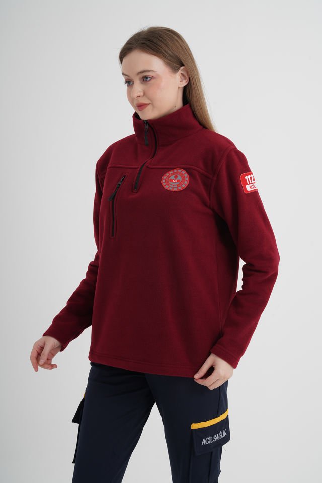 112 Acil Çağrı Merkezi Bordo Fermuarlı Swit (Unisex)