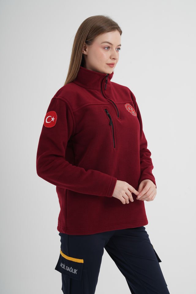 112 Acil Çağrı Merkezi Bordo Fermuarlı Swit (Unisex)