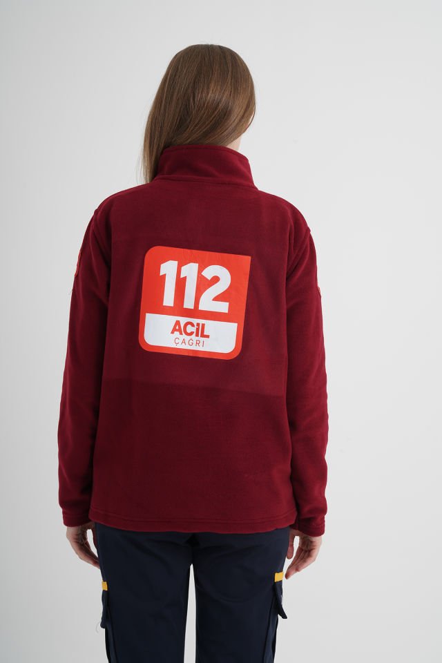 112 Acil Çağrı Merkezi Bordo Fermuarlı Swit (Unisex)