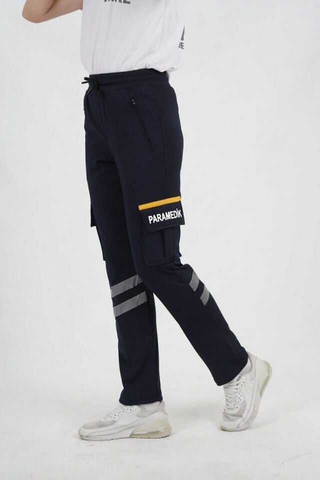 Kışlık Likralı Lacivert Eşofman Paramedik Pantolonu (Unisex)