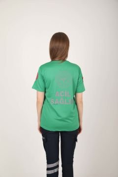 Yeni Acil Sağlık Açık Yeşil Sıfır Yaka Comfort T-shirt (Unisex-Fileli)