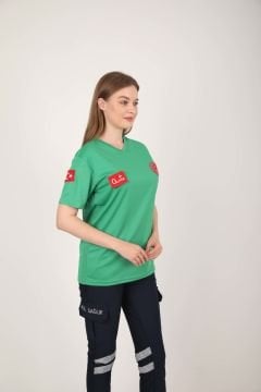 Yeni Acil Sağlık Açık Yeşil Sıfır Yaka Comfort T-shirt (Unisex-Fileli)