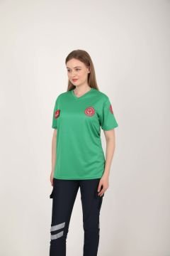 Yeni Acil Sağlık Açık Yeşil Sıfır Yaka Comfort T-shirt (Unisex-Fileli)