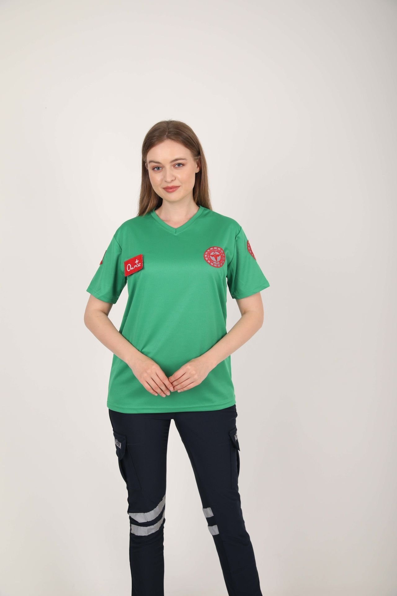 Yeni Acil Sağlık Açık Yeşil Sıfır Yaka Comfort T-shirt (Unisex-Fileli)