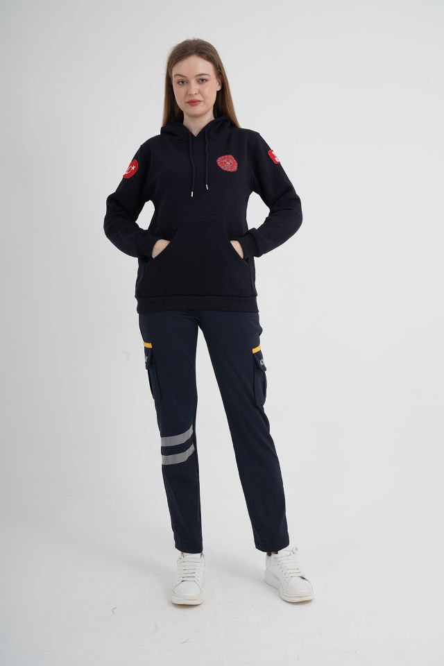 112 Acil Çağrı Merkezi Lacivert Kapşonlu Swit (Unisex)