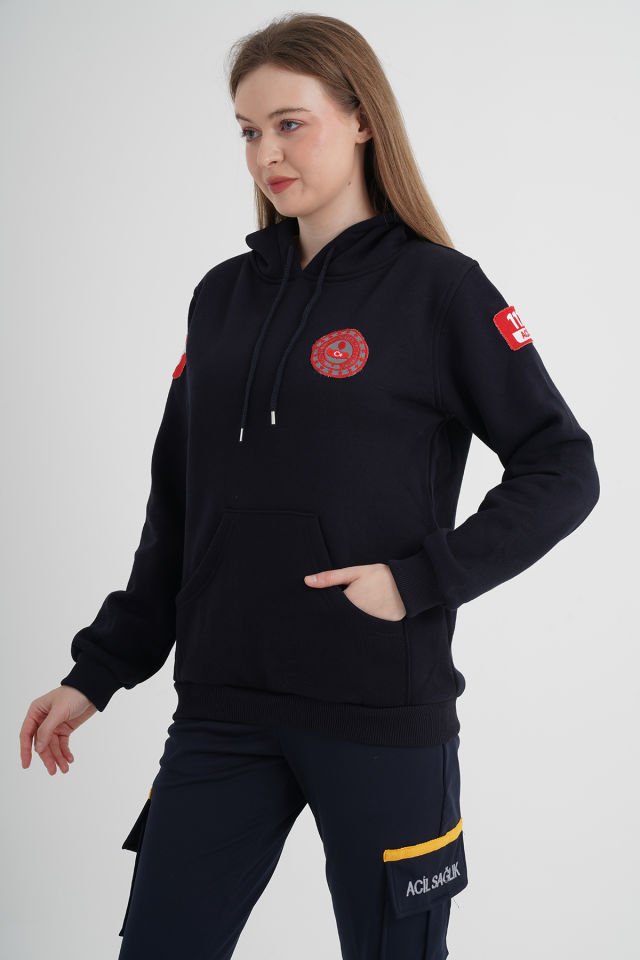 112 Acil Çağrı Merkezi Lacivert Kapşonlu Swit (Unisex)