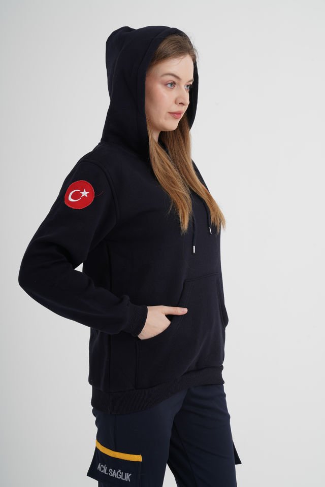 112 Acil Çağrı Merkezi Lacivert Kapşonlu Swit (Unisex)