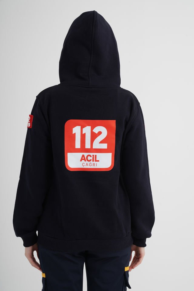 112 Acil Çağrı Merkezi Lacivert Kapşonlu Swit (Unisex)