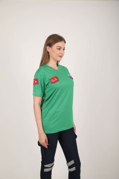 Yeni Paramedik Açık Yeşil Sıfır Yaka Comfort T-shirt(Unisex-Fileli)