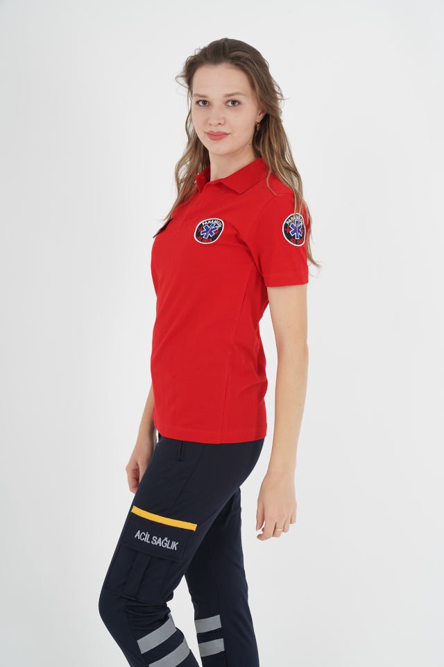 Yeni Kırmızı Lacoste Paramedik T-shirt (Unisex)