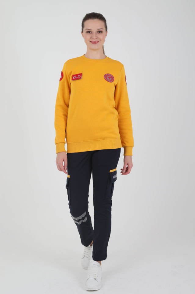 Yeni 112 Acil Sağlık Sarı Sıfır Yaka Swit (Unisex- 3 İplik)