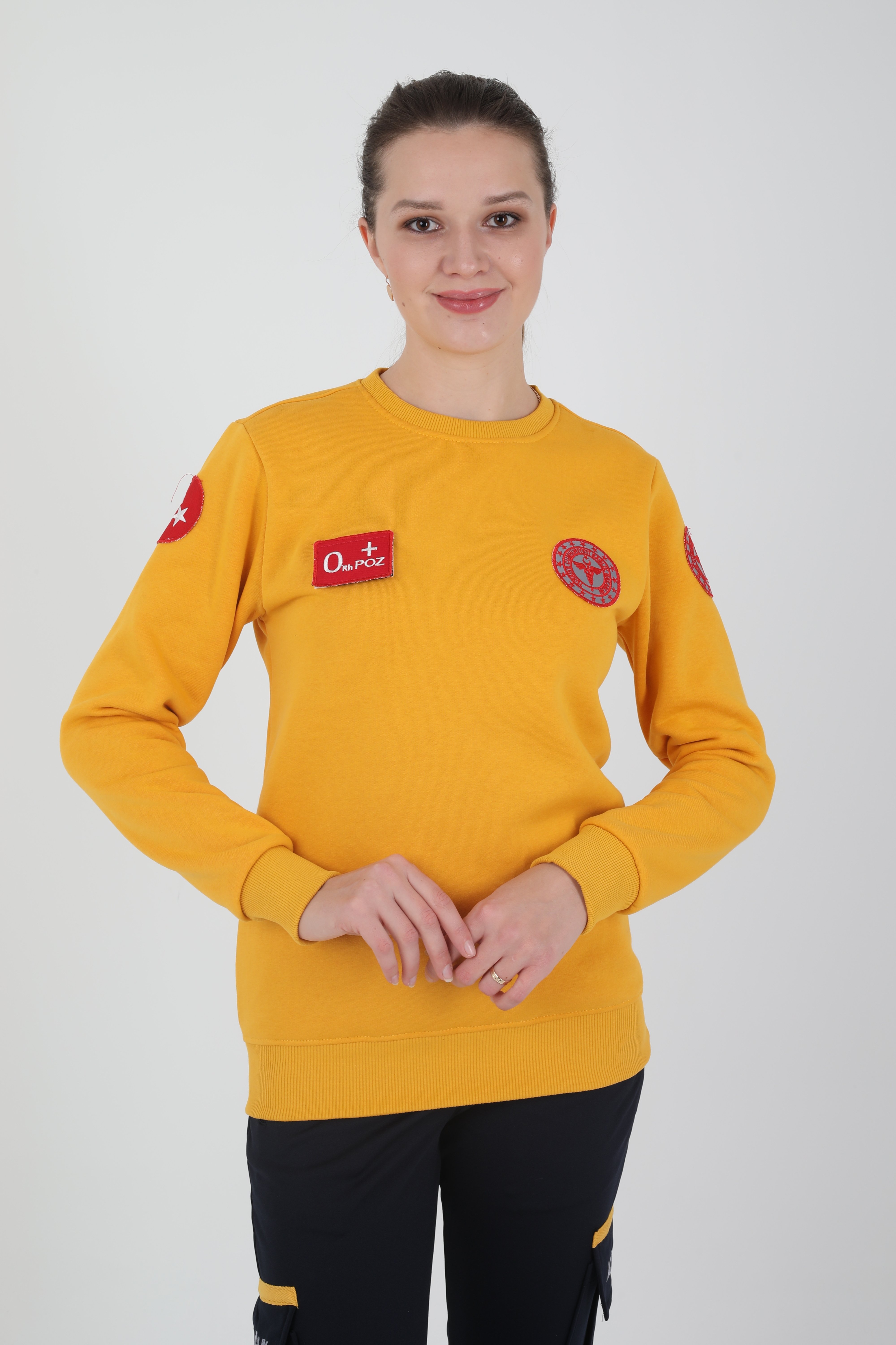 Yeni 112 Acil Sağlık Sarı Sıfır Yaka Swit (Unisex- 3 İplik)