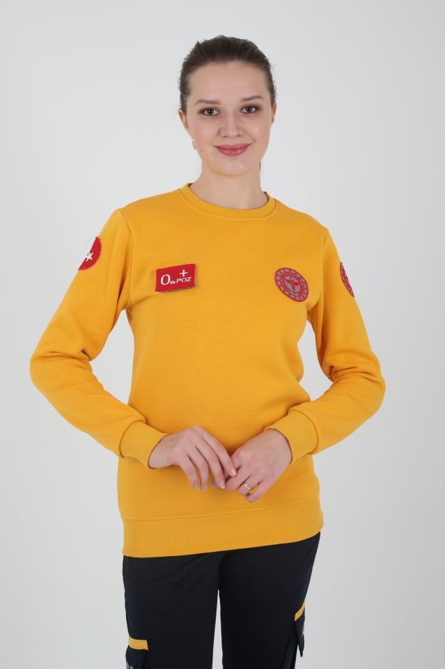 Yeni 112 Acil Sağlık Sarı Sıfır Yaka Swit (Unisex- 3 İplik)