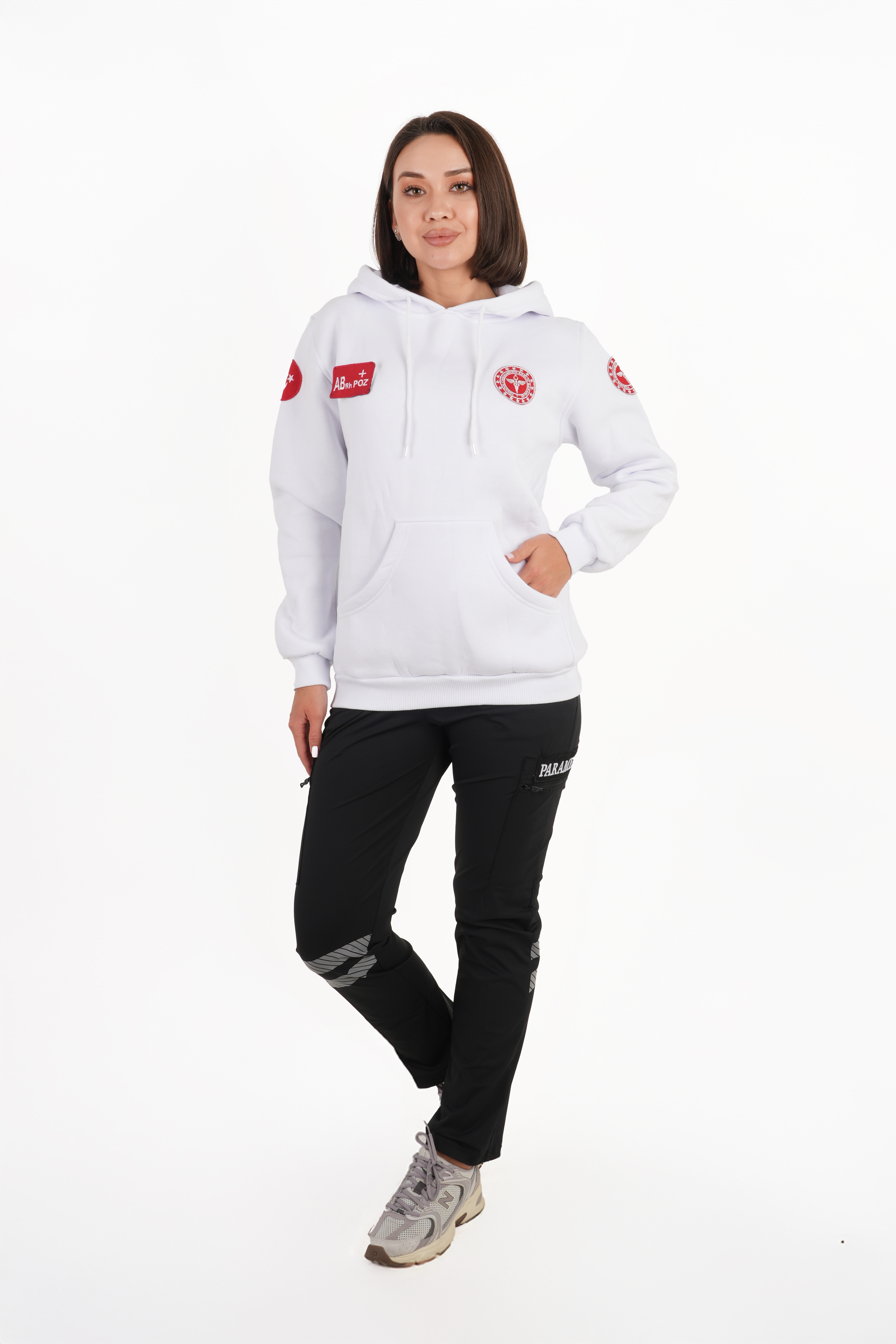 112 Acil Sağlık Beyaz Kapşonlu Swit (Unisex)