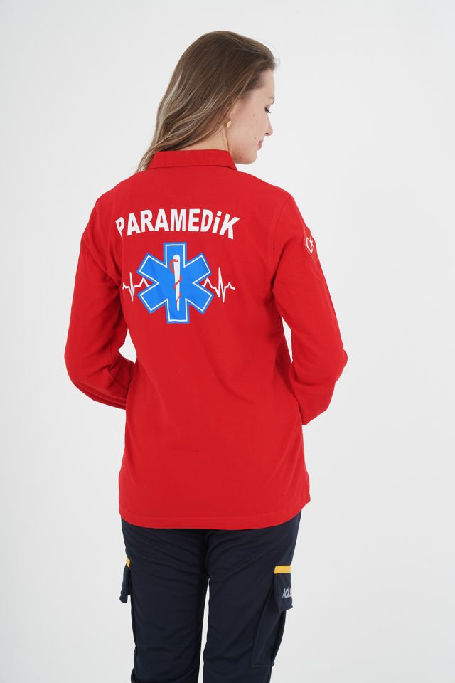 Yeni Kırmızı Paramedik Uzun Kollu Lacoste T-shirt (Unisex)