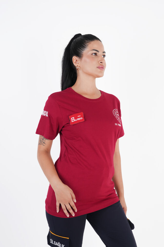 Sağlık Bakanlığı 112 Acil Bordo Penye T-shirt (Unisex)