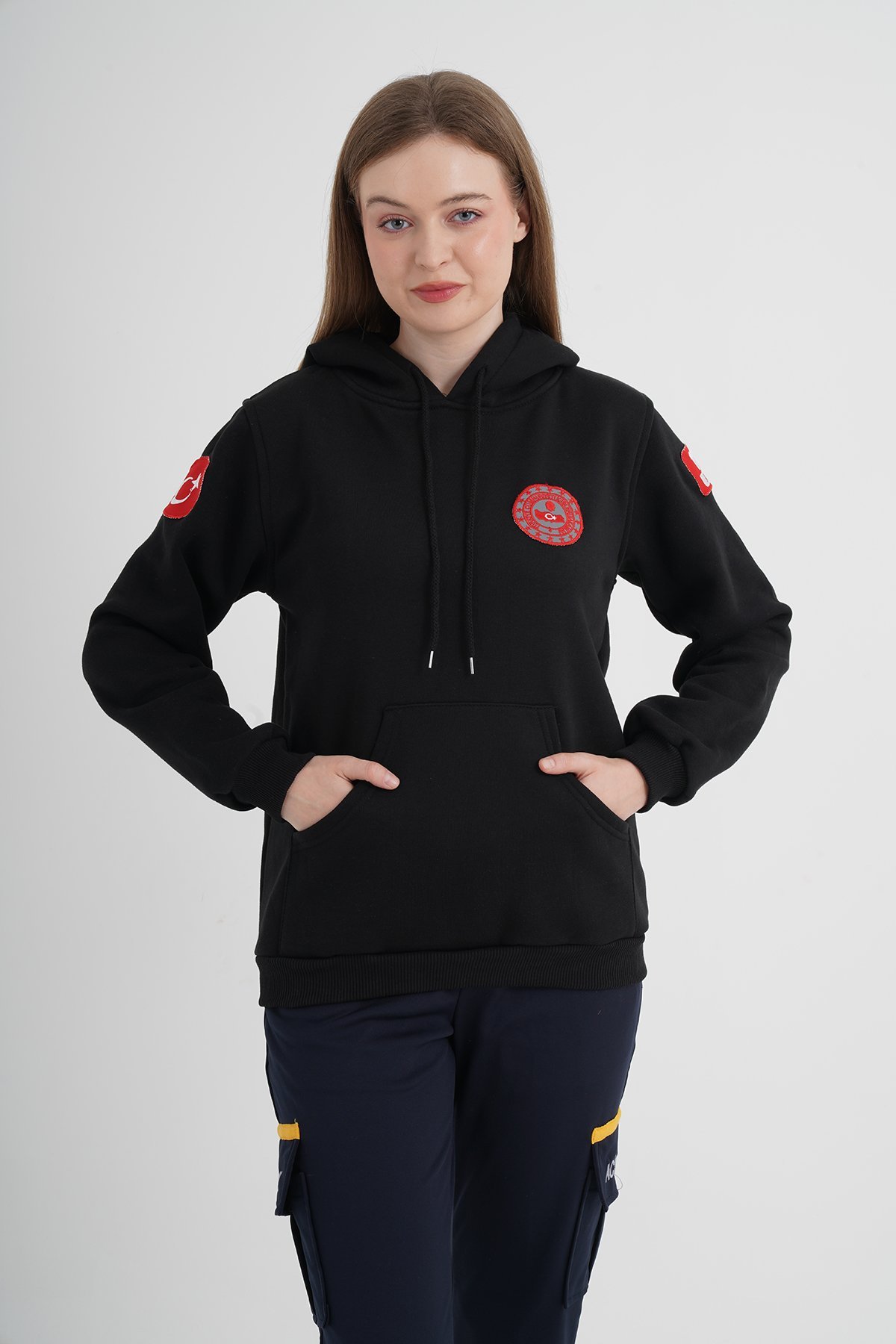 112 Acil Çağrı Merkezi Siyah Kapşonlu Swit (Unisex)