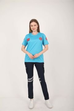 Yeni 112 Acil Sağlık Turkuaz Sıfır Yaka Comfort T-shirt (Unisex-Fileli)