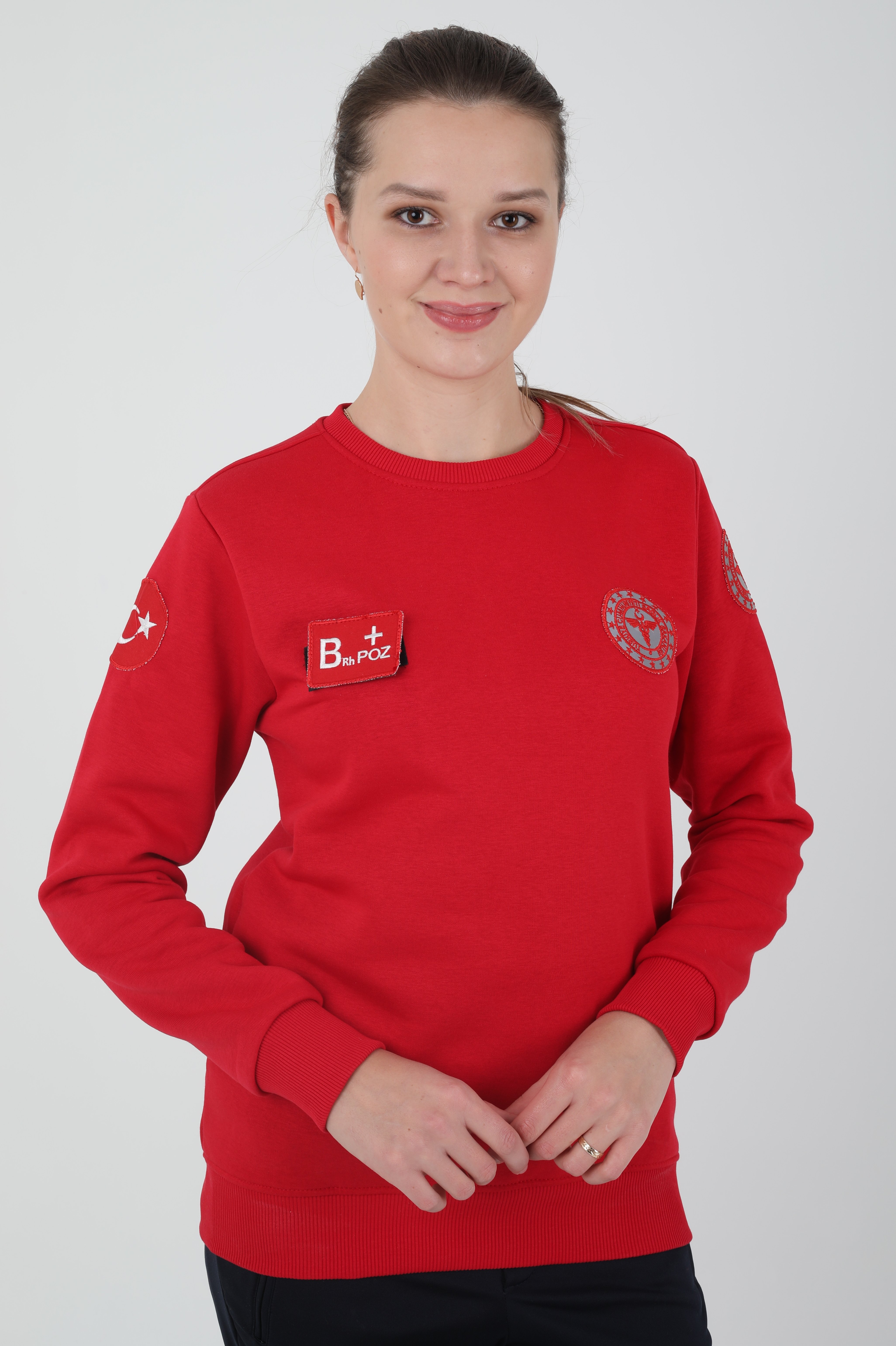 Yeni 112 Acil Sağlık Kırmızı Sıfır Yaka Swit (Unisex- 3 İplik)