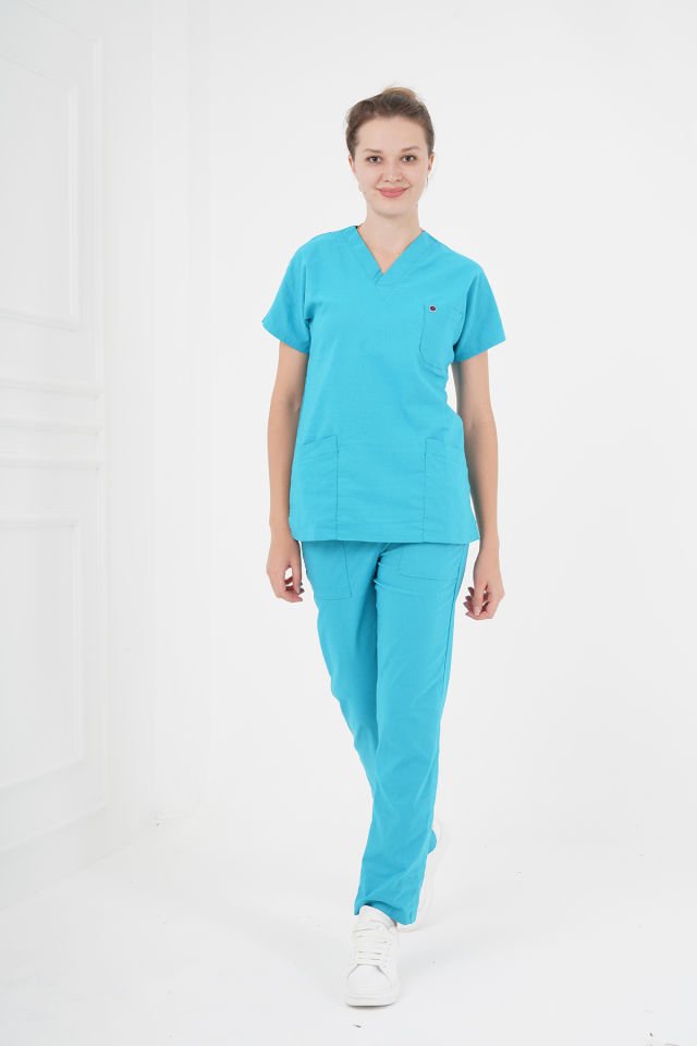Turkuaz Likralı Cerrahi Takım (Unisex)