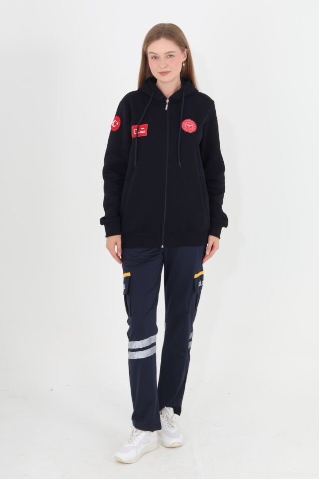 Evde Sağlık Lacivert Kapşonlu Polar (Unisex)