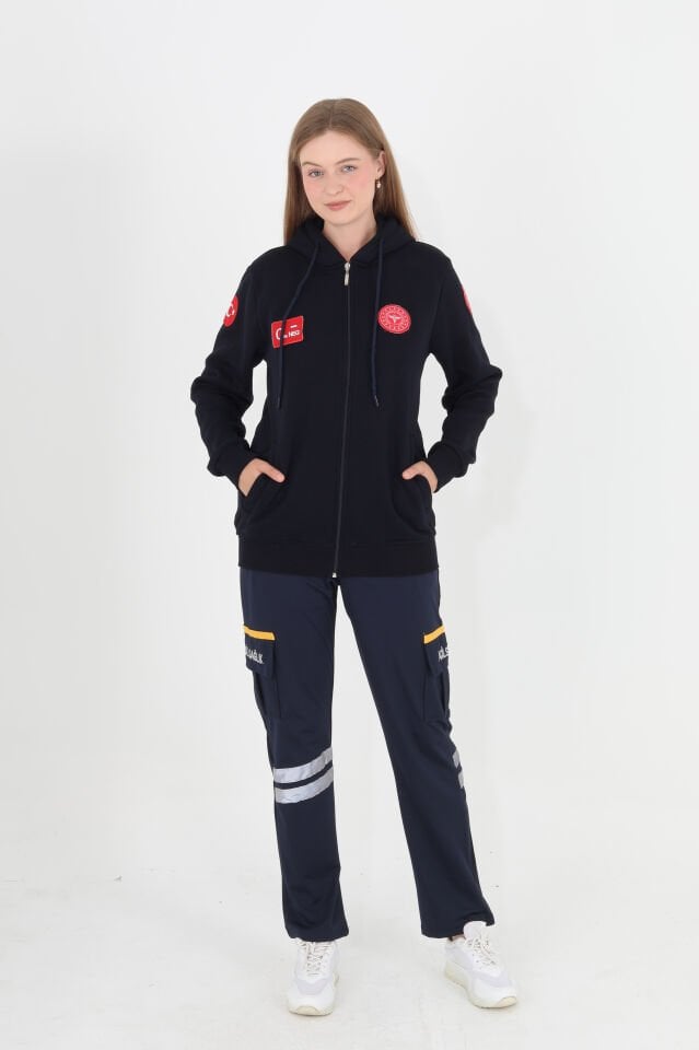 Evde Sağlık Lacivert Kapşonlu Polar (Unisex)