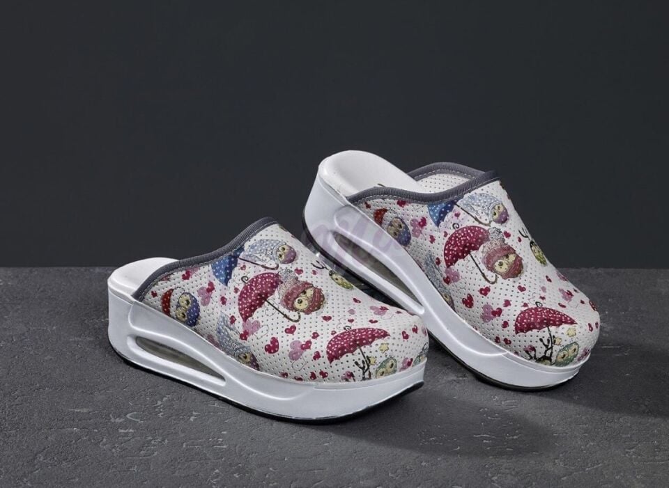 Renkli Baykuş Desenli Ortopedik Airmax Terlik