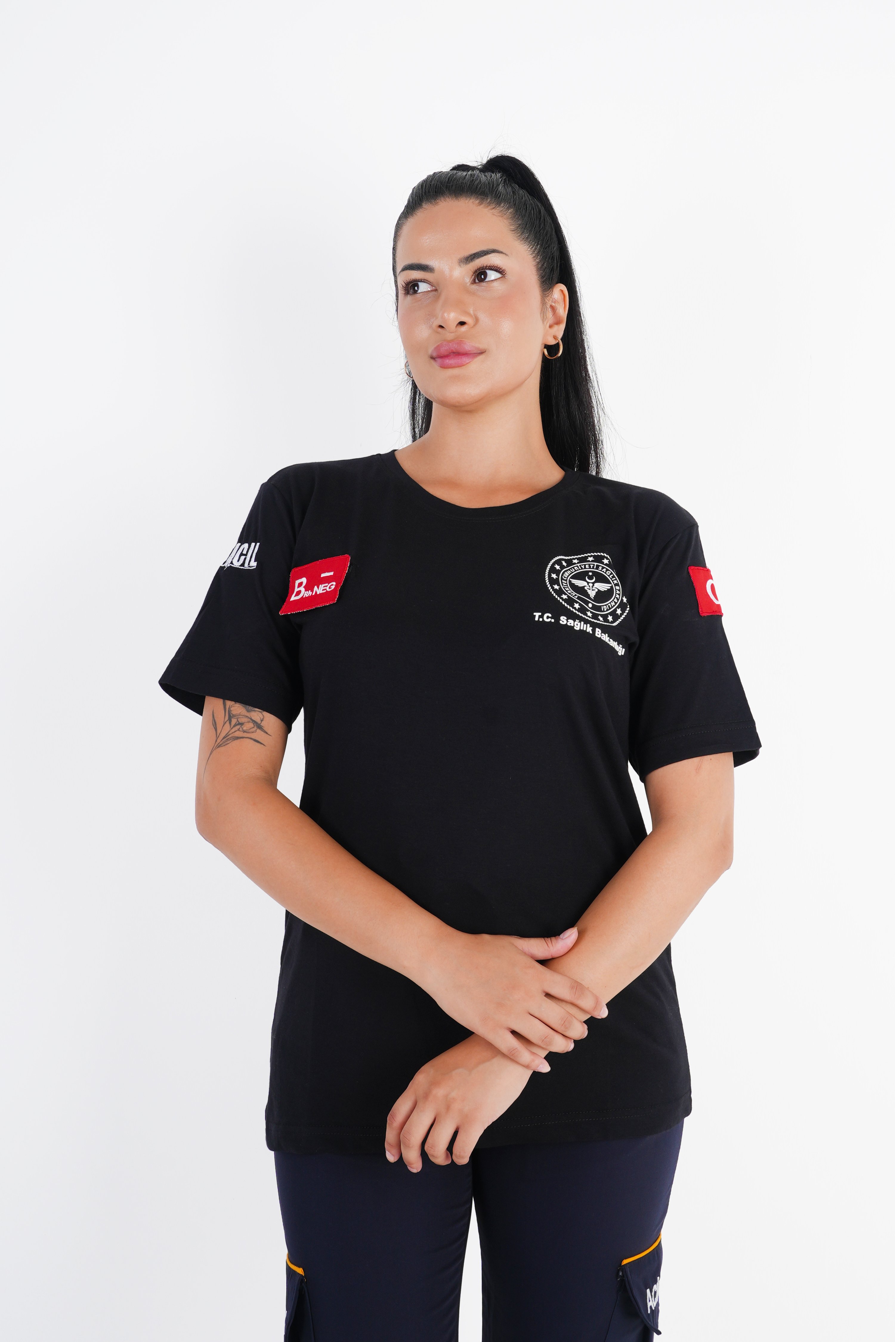 Sağlık Bakanlığı 112 Acil Siyah Penye T-shirt (Unisex)