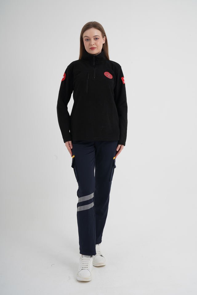 112 Acil Çağrı Merkezi Siyah Fermuarlı Swit (Unisex)