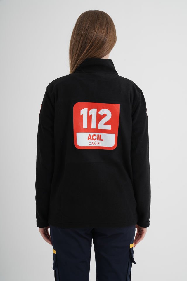 112 Acil Çağrı Merkezi Siyah Fermuarlı Swit (Unisex)