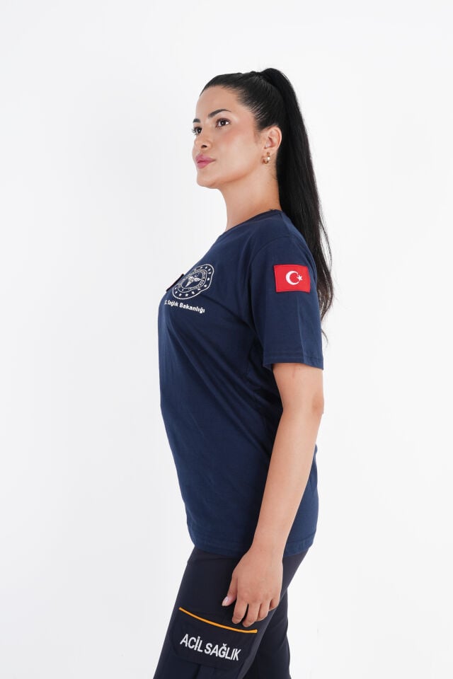 Sağlık Bakanlığı 112 Acil Lacivert Penye T-shirt (Unisex)