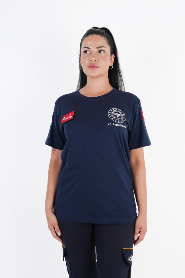 Sağlık Bakanlığı 112 Acil Lacivert Penye T-shirt (Unisex)