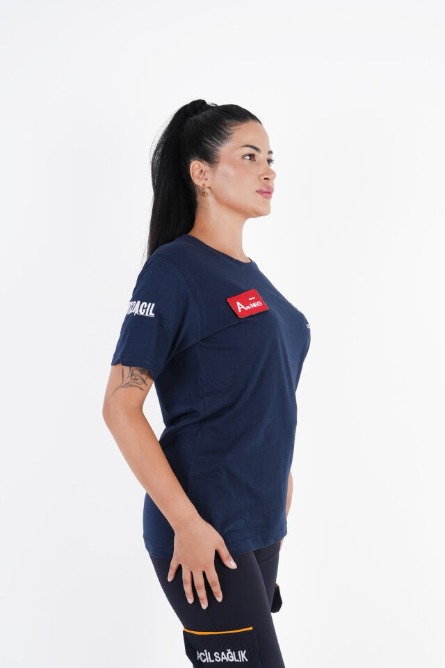 Sağlık Bakanlığı 112 Acil Lacivert Penye T-shirt (Unisex)